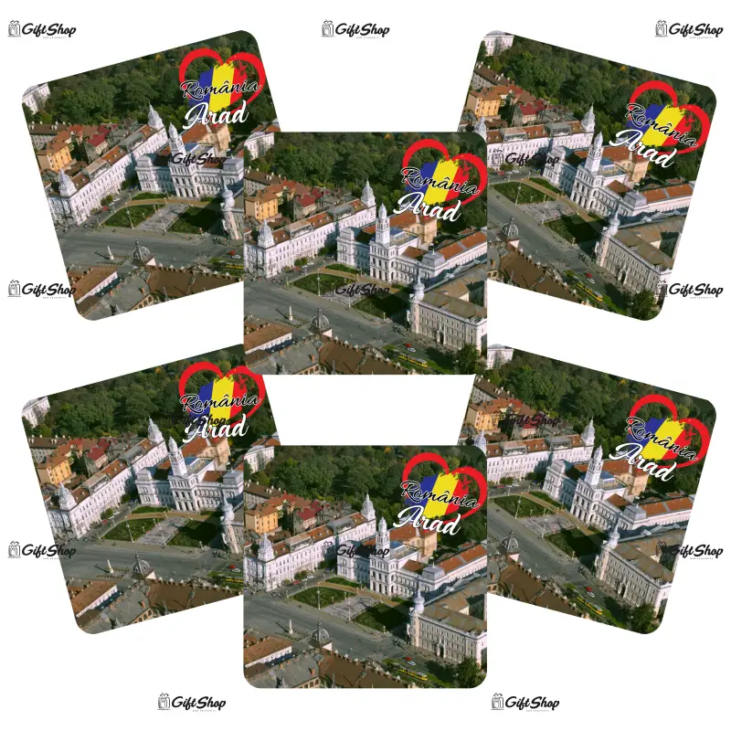 Arad romania, set 6 suporti coster din lemn, model c